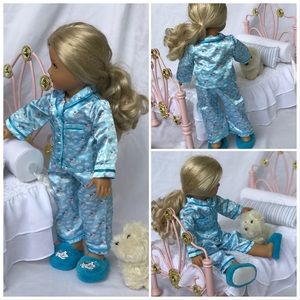 American Girl Satin Coconut Pajamas and Slippers